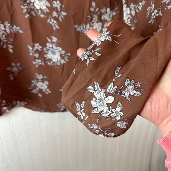Alice‎ Blue XL Brown Floral Long Sleeve Shirt - Picture 4 of 5